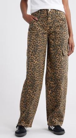 Damson Madder Leopard Cargo Jeans in Brown at Nordstrom Rack, Size 8 Us / 12 Uk