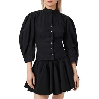 AllSaints Maud Lace-Up Long Sleeve Top in Black at Nordstrom, Size 10 Us