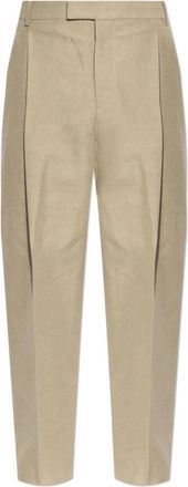 Ferragamo Crisp Creased Broeken - Heren - Nette broeken - Beige - L - Katoen - Broeken