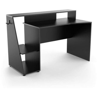 Dmora Escritorio Ampil, Escritorio De Juego, Mesa De Oficina Para Pc, El Plan De Trabajo, 138x67 H94 Cm, Gris Oscuro Y Negro - Dmora