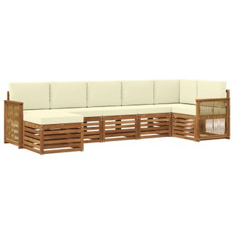 vidaXL Conjunto De Sof&aacute; Seccional Con Coj&iacute;n 6 Pcs Natural Y Crema Vidaxl