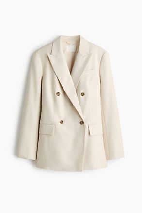 H&M Double-breasted Blazer in Light Beige at Nordstrom, Size Xx-Large