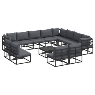 Berkfield Home Garden Sofa Set 13 pcs Black 70 x 70 x 32 cm Aluminium