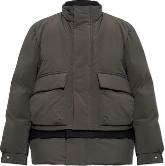 sacai Ge&iuml;soleerd jack met opstaande kraag - Heren - Winterjassen - Grijs - L - Leer - Jassen