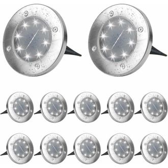 Gabrielle Gabrielle - Luces Solares Para Exteriores, Luz Blanca Fr&iacute;a De 6000 K, Paquete De 12, Impermeables, Focos Empotrables Para Caminos, Jardines, Terrazas,
