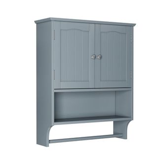 Urban Meuble Armario ba&ntilde;o pared gris, incluye toallero y estante ajustable