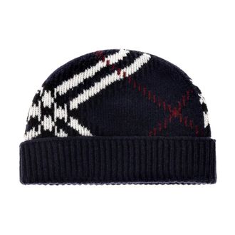 Burberry Cashmere Beanie - Dames - Hoeden - Blauw - ONE Size - Polyester - Accessoires