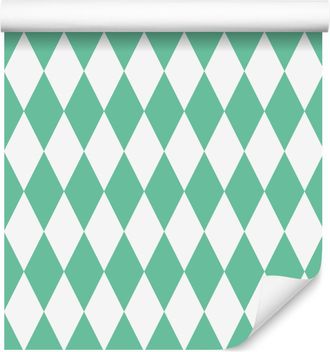 OEM Carta Da Parati Arlecchino Diamante Bianco, Menta E Blu Mare 50x1000 Cm