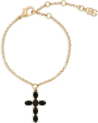 Dolce & Gabbana Accessoires, Dames, Geel, ONE Size, Kristallen Kruis Armband