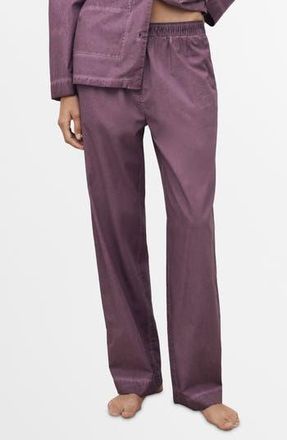 Mango Garment-Dyed Cotton Pajama Pants in Plum at Nordstrom Rack, Size Large