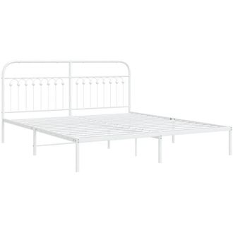 vidaXL Metal Bed Frame without Mattress with Headboard White 183x213cm Vidaxl