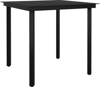 vidaXL Garden Dining Table Black 80x80x74 cm Steel and Glass Vidaxl