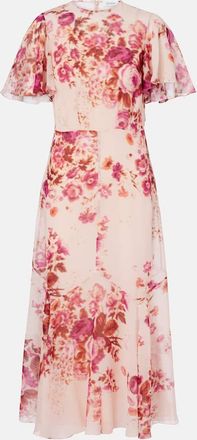 Erdem Abito midi in seta con stampa floreale