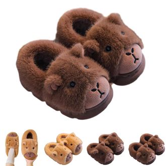 Generic Capybara Slippers, Fluffy Capybara Slippers for Men Women Kids, Parent-Child Matching Shoes (Dark Brown Closed Heel, M, Toddler, 6, Numeric Range, UK 