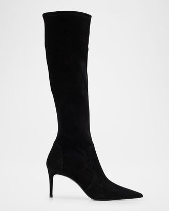 Stuart Weitzman Stuart Power Suede Stiletto Knee Boots