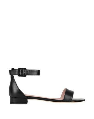 8 by YOOX LEATHER ANKLE STRAP FLAT SANDALS