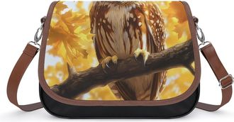 Generic Owl in Autumn Womens Crossbody Bag Fashion Shoulder Handbags Message Tote Bag with Adjustable Strap