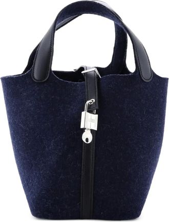 Herm&egrave;s Picotin Lock Bag Felt with Leather PM bucket bag - Zwart
