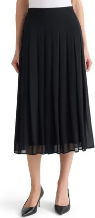 Kasper Pleated Pull-On Midi Skirt in Black at Nordstrom, Size X-Small