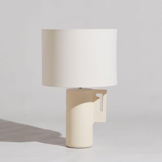 Maisons du monde L&aacute;mpara de cer&aacute;mica moteada con pantalla de poli&eacute;ster reciclado