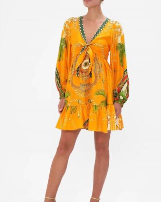 Camilla Womens Short Front Tie Blouson Dress In Dancing With The Bulls