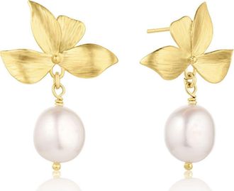Set & Stones Maeve Pearl Drop Earrings in Gold /White at Nordstrom