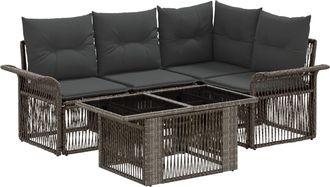 vidaXL Conjunto De Sof&aacute;s De Jard&iacute;n 5 Uds. Gris Y Gris Oscuro Vidaxl
