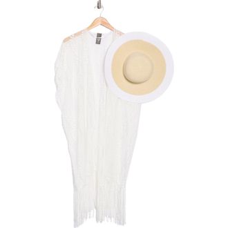 Vince Camuto Lace Shawl & Hat Set in White at Nordstrom Rack