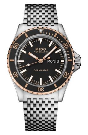 Mido Ocean Star Tribute Bracelet Watch, 40.5mm in Black at Nordstrom