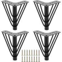 OEM Juego De 4 Patas Met&aacute;licas Para Muebles De 15 Cm, Con Placa Superior Triangular, Patas De Repuesto Resistentes, Patas De Soporte Para Sof&aacute;, Cama, Sill