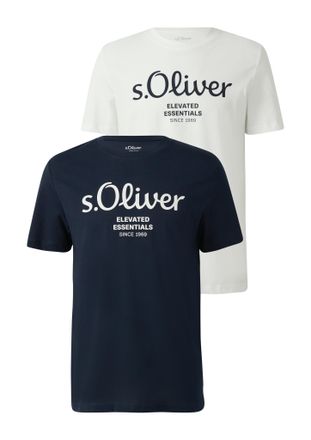 s.Oliver T-Shirt S.OLIVER, Herren, Gr. XXL, blau (wei&szlig;, navy), Jersey, Obermaterial: 100% Baumwolle, bedruckt, normal h&uuml;ftbedeckend, Rundhals, Shirts T-Shirt, 