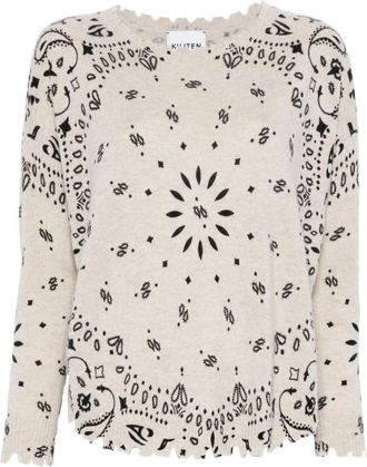 Kujten Cashmere Gebreide Crew Neck Sweater - Dames - Cashmere truien - Beige - M - Truien & Vesten