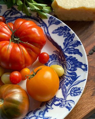 Caskata Arcadia Blue Rimmed Oval Platter, 16