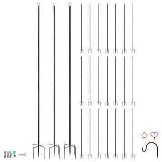 Harbour Housewares Outdoor Iron Festoon Poles - 0.6-2.5M - Black - Pack of 24 | Size: 24 Pack