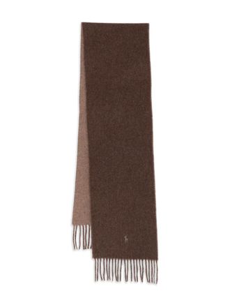 Polo Ralph Lauren fringed logo-embroidered scarf - men - Nylon/Wool - One Size - Brown
