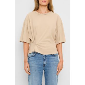 Michael Stars Zinnia Pleated Side Cotton T-Shirt in Macadamia at Nordstrom, Size X-Small
