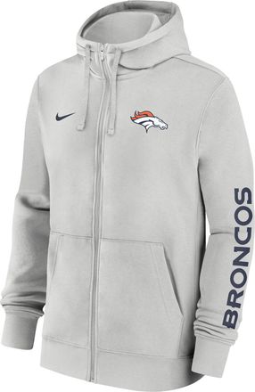 Nike Denver Broncos Club Nike Mens NFL Full-Zip Hoodie in Grey | 01NC0BB8W-1LR