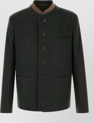 Prada wool blazer long sleeves single breasted stand collar