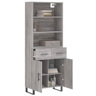 Berkfield Home Highboard Grey Sonoma 69.5x34x180 cm Engineered Wood