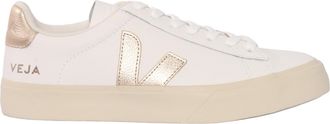 Veja White Campo Metallic Accent Leather Sneakers