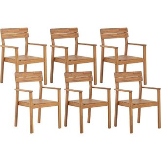 Beliani Set of 6 Garden Chairs FORNELLI Acacia Wood Brown