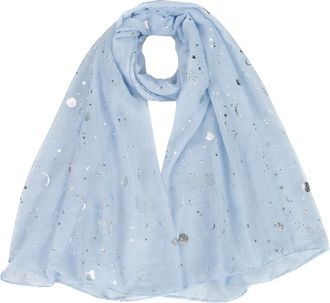 World of Shawls New Ladies Womens Glitter Sparkle Stardust Scarf Scarves Maxi Wrap - Stardust Plain/Beaded/Embroidered/Lace (Moon Light Baby Blue)