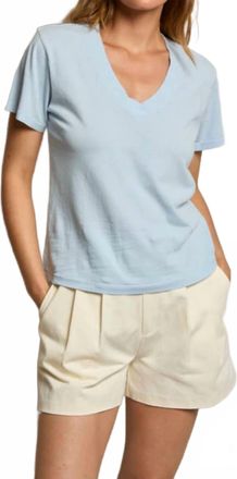 perfectwhitetee Hendrix Boxy V-Neck Tee In Power Blue