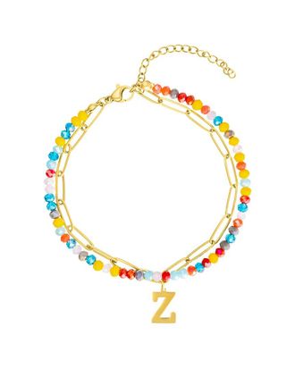 Adornia 14K Plated Layered Initial Bracelet