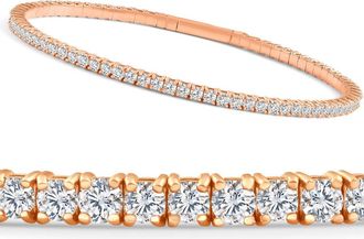 Pompeii3 4Ct F/VS Diamond Flexible Oval Bangle Womens Bracelet 14k Rose Gold Lab Grown Size: Medium