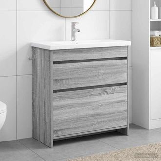 vidaXL Vidaxl Set Di Mobili Per Il Bagno Sonoma Grigio 81 X 40 X 84,5 Cm