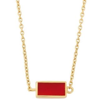 Jan Leslie Single Station Rectangle Dash Necklace In Sterling 18K Gold Overlay in Red at Nordstrom
