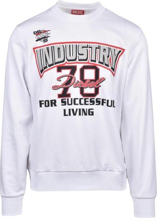 Diesel Felpa Girocollo - Heren - Sweatshirts - Wit - XL - Katoen - Hoodies & sweatvesten