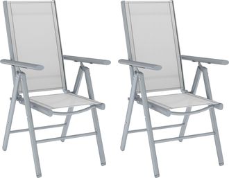 OUTSUNNY 2PCS Folding Chair w/ Breathable Mesh Back and Seat - Light Grey - Light Grey | TJ Hughes