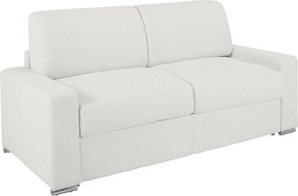 Vente-Unique Sof&aacute; cama italiano 3 plazas piel sint&eacute;tica CALITO - Blanco - Cama 140 cm - Colch&oacute;n 22 cm
